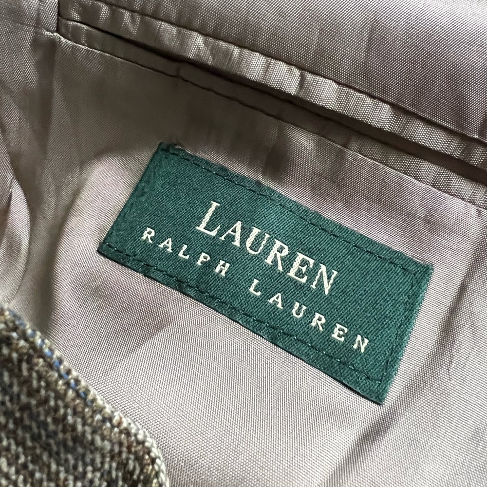 Lauren Ralph Lauren Tan Glen Plaid Blazer Silk Wool 42L - Picture 10 of 14